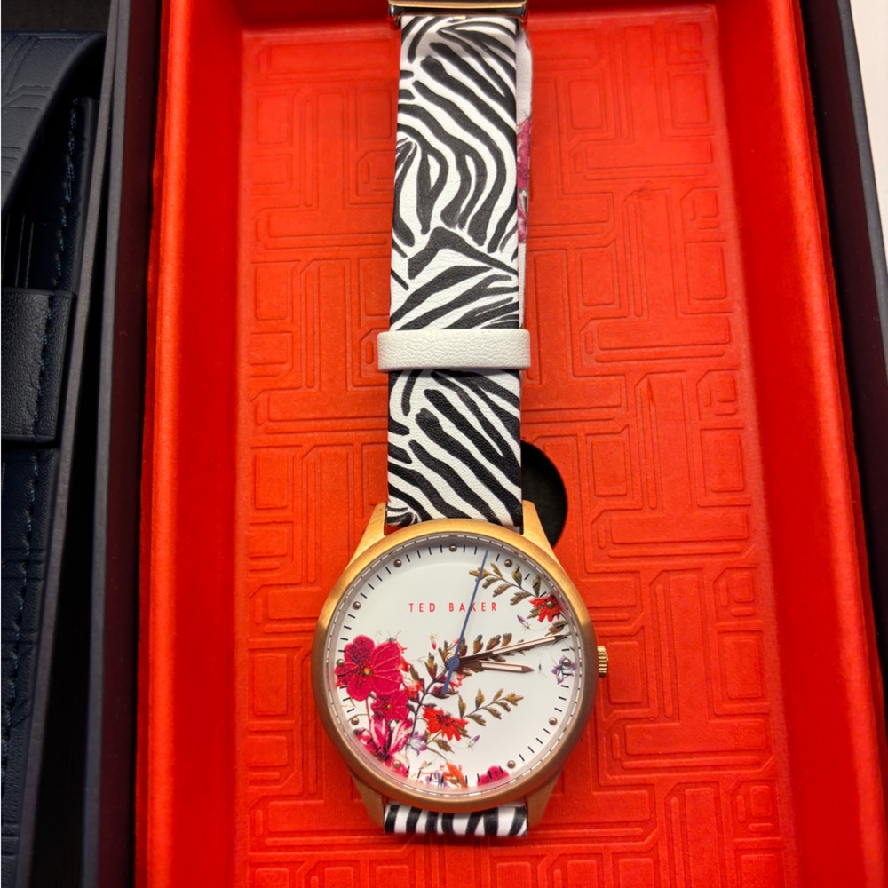 Ted Baker Floral Watch with Zebra Strap